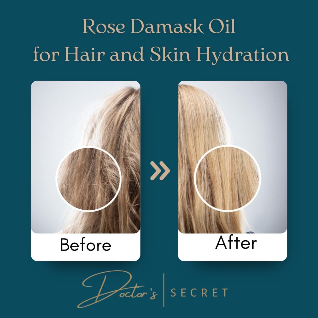 Doctor's Secret Squalane, Rose, Joboba Multipurpose Oil Hair, Face, Body - Leave-In Hair Oil Ends Conditioning Shine Facial Oil Vegan 100% Natural Nourishing Hydrating Glow Glass Skin & Hair