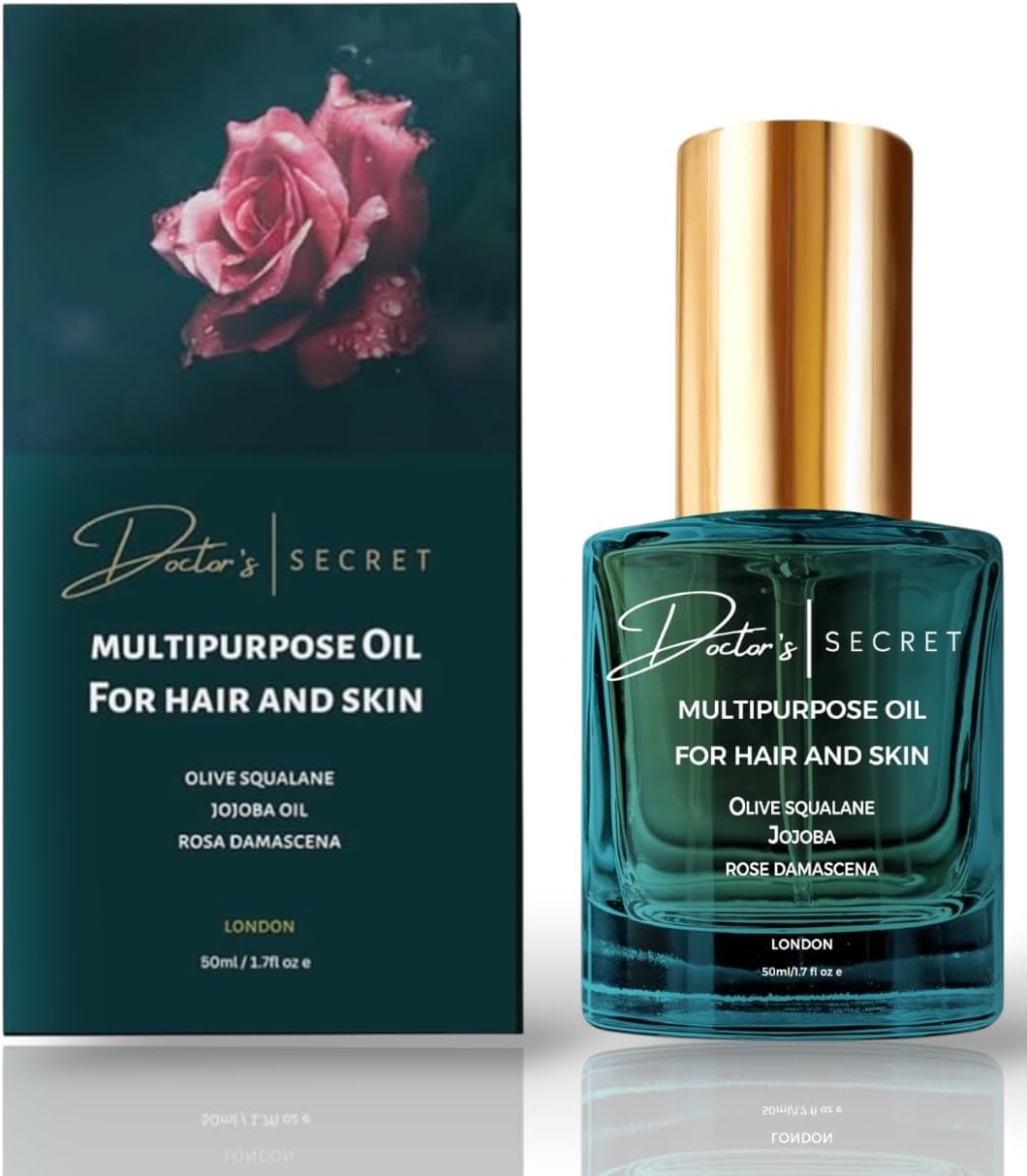Doctor's Secret Squalane, Rose, Joboba Multipurpose Oil Hair, Face, Body - Leave-In Hair Oil Ends Conditioning Shine Facial Oil Vegan 100% Natural Nourishing Hydrating Glow Glass Skin & Hair