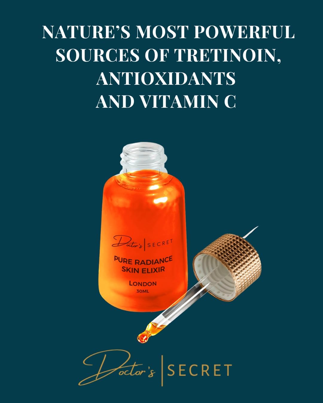 Doctor's Secret Pure Radiance Elixir Face Oil, Rosehip, Turmeric, Sea Buckthorn, Cacay, Moringa, Camellia, Papaya, Pomegranate, Sandalwood, Lavender, Vitamin E to Even Tone and Pigmentation