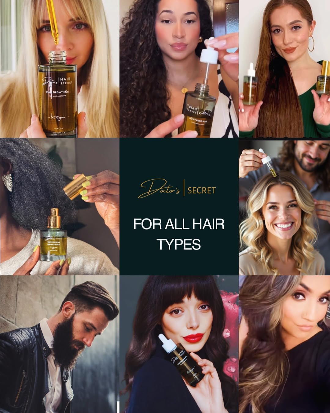 Doctor's Secret Hair Growth Oil with Rosemary, Castor, Lavender, Peppermint, Caffeine, Rosehip and Sweet Almond Oils. 100% Natural Vegan, Doctor Formulated For Thinning Hair (100ml)